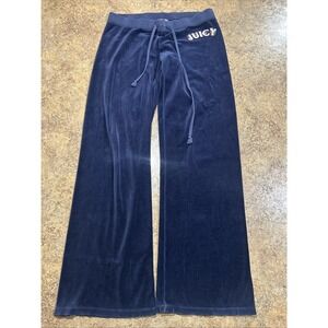Vintage Y2K Juicy Couture Sweatpants Blue Low Rise Size M Velour Flare